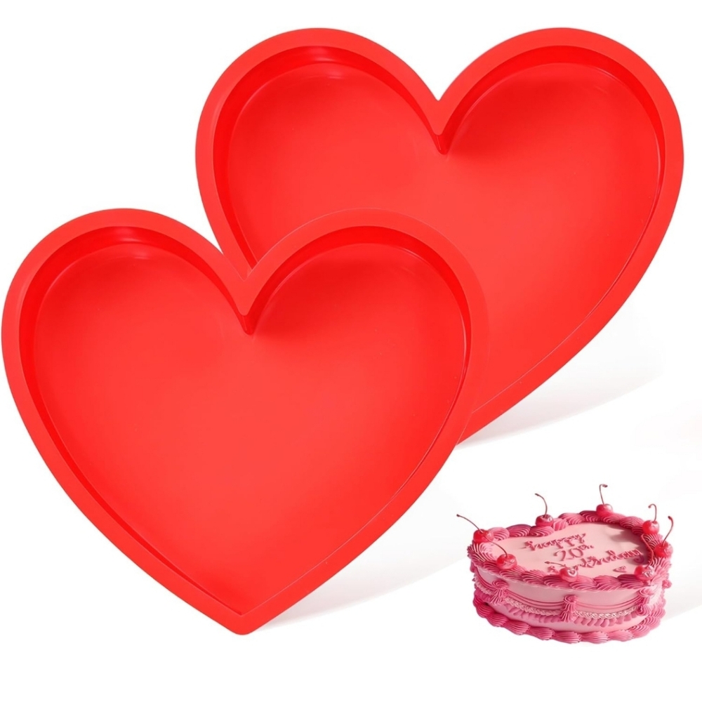 Silicone Red Heart Cake Molds (2)‎